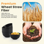 Homienly Cereal Bowl Set, Wheat Straw Bowls for Kitchen, Unbreakable Lightweight Bowl Set of 8, Microwave and Dishwasher Safe Bowls, Reusable Bowl for Serving, Cereal, Snack,Fruit(Black, 26 OZ)