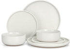 HaWare Stoneware Dinnerware Sets, 6-Piece Plates and Bowls Set for 2, Dishes Set for Home Restaurant, Speckled Milky White