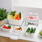 4 Pack Fruit Storage Containers for Fridge with Removable Colanders, Produce Storage Containers for Fridge, Airtight Food Storage Containers for Berry Fruit Vegetable Meat Keeper Fresh (no handle)