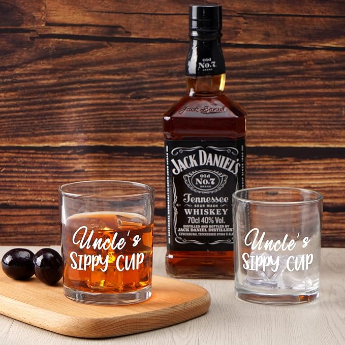 Futtumy Funny Uncle’s Sippy Cup Whiskey Glass, Gifts for Uncle, Uncle Christmas Gifts, Uncles Whiskey Glass for Men on Birthday Christmas Father’s Day, Uncles Gift from Aunt Nephew Niece, 10 Oz