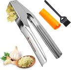 Garlic Press Stainless Steel - No Need to Peel Garlic Mincer & Crusher - 304 Inox, 7.34 Oz, Large Trough - Ergonomic Handle, Easy to Clean, Dishwasher Safe (2 Years Warranty) (Orange)