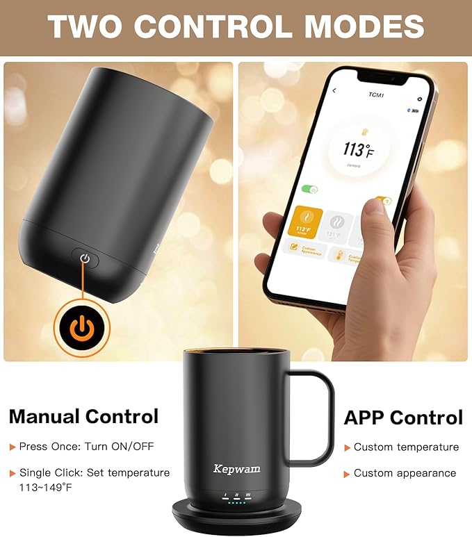 Self-Heating Coffee Mug T1, 16oz Rechargeable Heated Coffee Mug, Smart Coffee Warmer Mug with App-Controlled,Advanced Temperature-Controlled Heating Coffee Gifts for Women Men Coffee Lover
