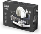Joseph Joseph Dish Drying Rack with Wine Glass Holder - Space-Saving 2-Tier Design with Fast Draining System