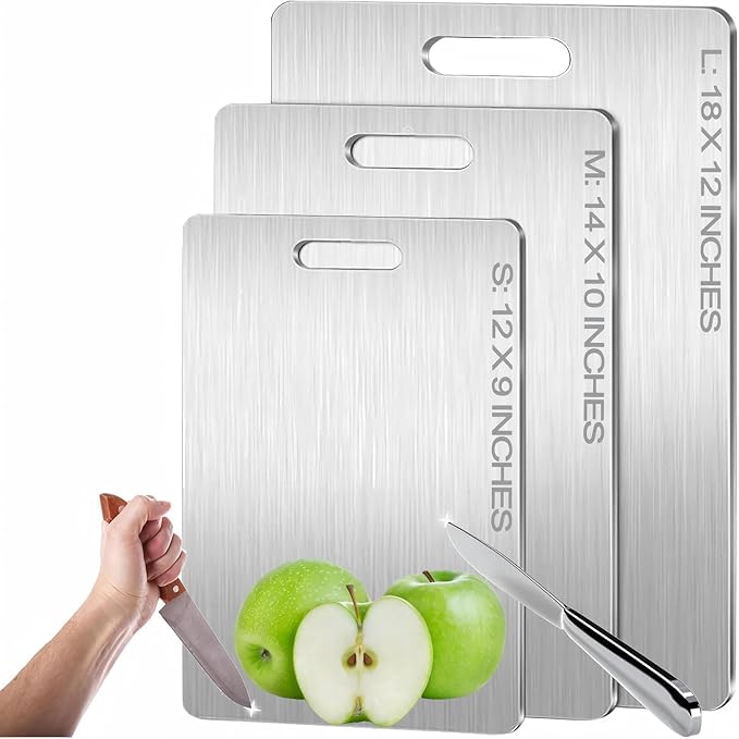 Titanium Cutting Board, 100% Pure Titanium Cutting Boards for Kitchen, Double Sided Food-Grade Chopping Board - Dishwasher Safe Easy to Clean (12"L x 9"W)