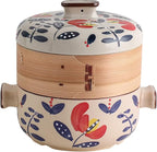 Japanese Casserole Pot with Handles for Cooking, Ceramic Casserole Clay Pot Steam Stew Pot with Steamer Basket,A,1.5L