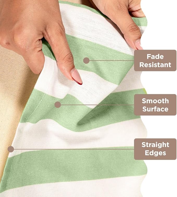 Folkulture Table Runner | Fall Table Runners 90 inches Long | Striped Boho Table Runners for Farmhouse Decor or Table Decorations for Party | White and Green Table Runner for Fall Decor