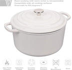 Enameled Cast Iron Dutch Oven Pot with Lid, for Sourdough Bread Baking, Round Dutch Ovens, 4.5 Quart, White