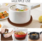 4 Pack Silicone Trivet Mats, Heat Resistant Silicone Hot Pot Holders Hot Pads for Kitchen Countertop, Non-Slip Brown Trivets for Pots and Pans, Hot Plate Mat Coffee Trivet Food Grade Silicone Mat