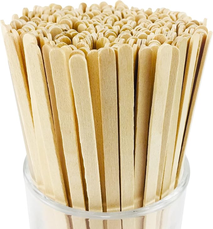 500Pcs Wooden Coffee Stir Sticks,Disposable Coffee Stirrers,5.5 Inches Biodegradable Compostable Eco-Friendly Wooden Stir Sticks,Round-End Birchwood Drink Beverage Stirrers