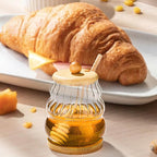 Glass Honey Pot Honey Jar witn Dipper and Wooden Lid, Honey Dispenser for Home,Tea Shops,Cafes, Restaurants (1)