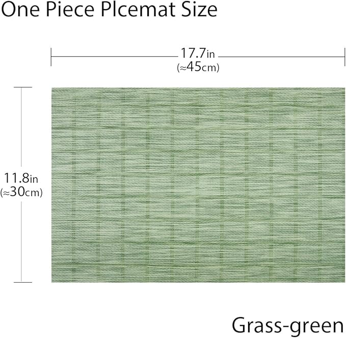 PIGCHCY Countryside Placemats Set of 6 Woven Heat Resistant Placemats Washable Easy to Clean Table Mats for Dining Room and Decor (Pear Green)