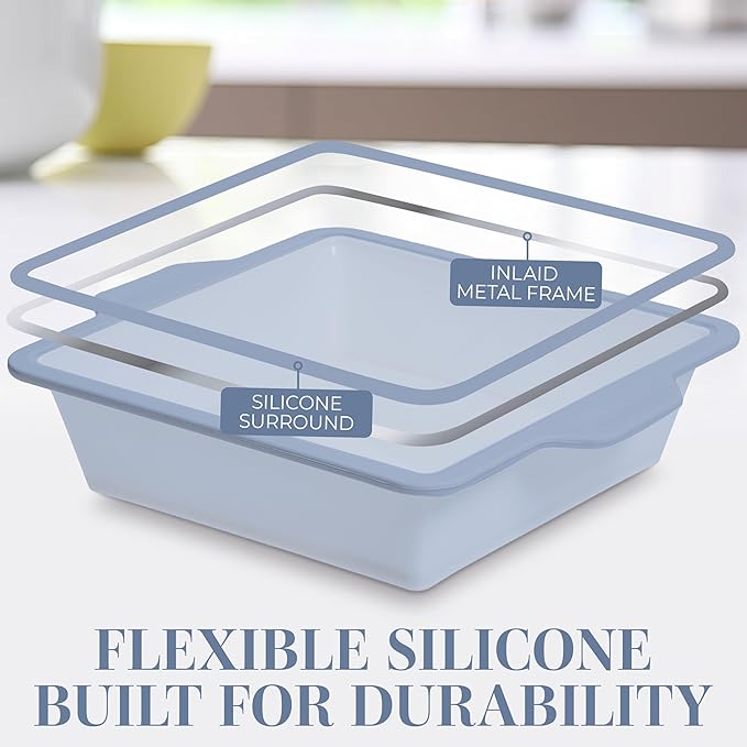 COOK WITH COLOR 17 Pc. Silicone Baking Pan Set - Non-Stick & Easy Clean Silicone Muffin Pans for Baking with Sturdy Metal Frame for Stability, Flexible Cake Molds, Includes Measuring Cups and Spoons