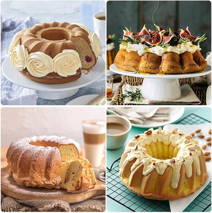 silicone bundt cake pan, silicone Cake Molds, Bakeware Non Stick 10 inch bundt Pan for Jello,Gelatin,cake, Silicone Baking Molds for Cakes, Round Baking Pan (1 pack)