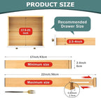 Lzerking Drawer Divider 4 Pack, Kitchen Bamboo Drawer Organizers, 17-22" Adjustable Wood Dividers for Clothes, Spring Loaded, Works in Kitchen, Dresser, Bathroom and Bedroom