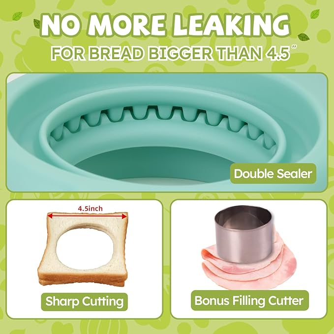 Uncrustables Sandwich Maker Sealer Cutter, Crustless Sandwich Cutter, PB&J Uncrustable Maker - Grey Square Shape + Blue Round Shape