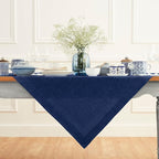 Solino Home Royal Blue Linen Tablecloth 52 x 52 Inch - 100% Pure Linen Square Table Throw - Athena, Machine Washable Tablecloth for Summer