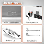 VEVOR Electric Soup Warmer, Three 7.4QT Stainless Steel Round Pot 86~185°F Adjustable Temp, 1200W Commercial Bain Marie with Anti-dry Burn and Reset Button, Soup Station for Restaurant, Buffet, Silver