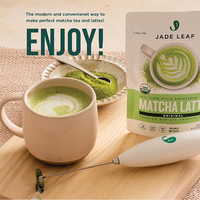 Jade Leaf Matcha - Electric Matcha Whisk & Milk Frother - Barista Style Preparation for Foamy Green Tea & Lattes - Great Gift idea
