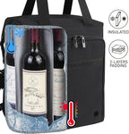 ALLCAMP 6 Bottle Wine Gift Bag - Insulated Tote Cooler, Adjustable Strap, Includes 6 Wine Glasses, Napkins & Corkscrew, Portable Travel Gifting(Black)