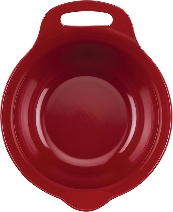 Rachael Ray Tools and Gadgets Nesting / Stackable Mixing Bowl Set with Pour Spouts and Handle - 4 and 5 Quarts, Red and Gray