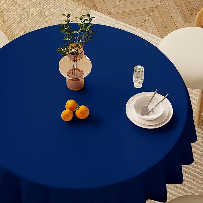 sancua Navy Blue Round Tablecloths 90 Inch, 6 Pack - Circle Fabric Cloth Table Cloths for Wedding Party Banquet Birthday, Washable Polyester Table Cover (Fit 30-72 Inch Tables)