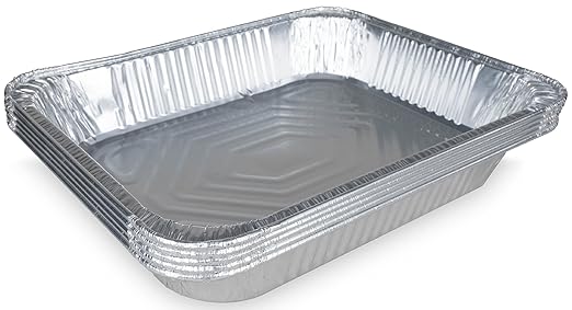 IDL Packaging Half-Size Aluminum Steam Table Pans - Medium, 13" x 11" x 2" (pack of 5) - Disposable Foil Pan for Grilling, Roasting, BBQ, Cooking, Baking, Freezing
