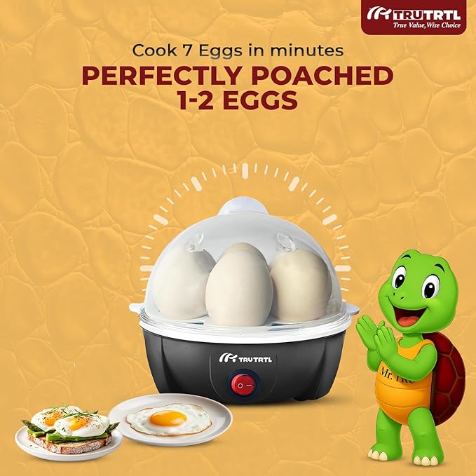 Electric Egg Cooker | Boils upto 7 eggs | Poacher | Omelet maker | Vegetable steamer, dumpling & More | Royal Black