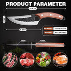ROCOCO 3PCS Butcher Knife Set - Serbian Chef Knife Viking Boning Cleaver for BBQ Birthday Father Mother Christmas Gift Idea Men