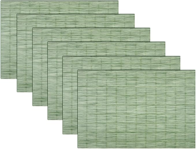 PIGCHCY Countryside Placemats Set of 6 Woven Heat Resistant Placemats Washable Easy to Clean Table Mats for Dining Room and Decor (Pear Green)