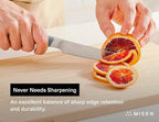 Misen Serrated Bread Knife - High-Carbon Japanese AUS8 Steel - Perfect for Soft Foods, Bread, Pastries, and Fruits - Verstatile Slicer, Razor-Sharp Edge, Durable Blade, Ergonomic Handle - 5", White