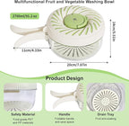 Large 2.85QT(2.7L) Multipurpose Drain Basket with Lid, 2 in 1 Fruit and Vegetable Washing Bowl with Strainer, Plastic Colander for Kitchen and Fridge, Washing Fruits and Vegetables