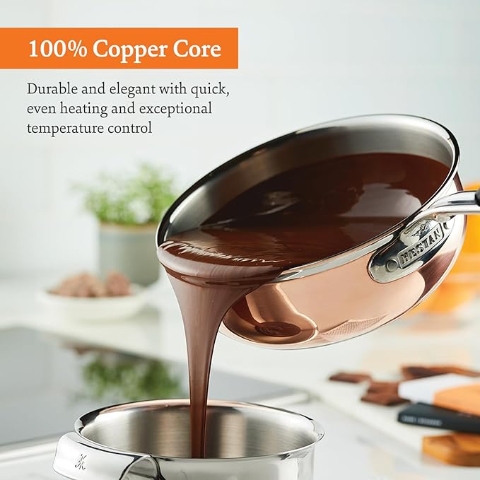 Hestan - CopperBond Collection - Copper Saucier Pan with Lid, Induction Cooktop Compatible, 2-Quart