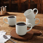 famiware Coffee Mugs Set of 4, Starlight 11 oz Mug Cup Set with Handle for Coffee, Tea, Cocoa, Milk - Ceramic Stoneware Mug Set, Matte White