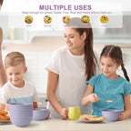 HOTEC BPA Free Unbreakable Wheat Straw Cereal Bowls - Microwave & Dishwasher Safe Soup and Salad Bowls, Set of 8, 26oz, Purple