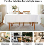 Laolitou Table Cloth Rectangle Linen Waterproof Textured White Tablecloth, Washable Wrinkle Free Spill Proof Fabric Tablecloths for Dining Table Farmhouse Kitchen Holiday, 60x84 Inch