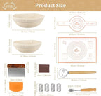 Bread Proofing Basket Set with 10" Round and 9.6" Round Banneton Baskets, Silicone Bread Sling Baking Mat, Whisk Cutter Scraper Lame - Sourdough Bread Baking Supplies Ideal Sourdough Starter Kit