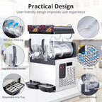 Commercial Slushy Machine, 15L*2 slushy machine for home, 700W Professional cocktail margarita Frozen Drink Maker with Automatic cleaning mode, Stainless Steel Construction, Efficient
