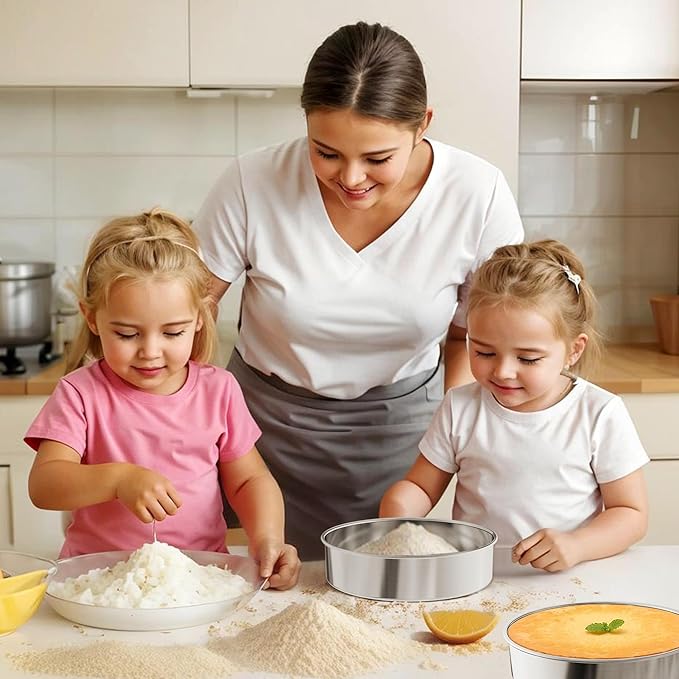 7 Inch Round Cake Pans Set of 3, Nonstick Stainless Steel Baking Pans Set with 100PCS Parchment Papers, Heavy Duty Durable Birthday Wedding Circle Layer Cake Pans Sets for Baking, Dishwasher Safe