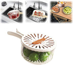 Large MultiPurpose Fruit Strainer Drain Basket with Lid & Collapsible Handle,2.85QT 2 in 1 Draining and Preservation Basket, Fruit Washing Bowl with Strainer for Fridge Freshness and Outdoor Picnics