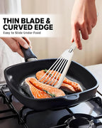 Silicone Fish Spatula Turner Set of 2, Thin Slotted Spatulas Turner for Nonstick Cookware,Heat Resistant Flexible Stainless Steel Kitchen Cooking Spatula Flipper for Fish, Egg, Pancake (KG)