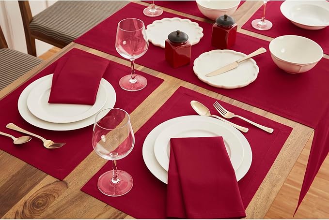 Solino Home Red Table Runner 108 Inches Long - Dru Cotton Linen Dining Table Runner 14 x 108 Inch for Summer - Handcrafted and Machine Washable