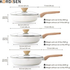 Kordisen Ceramic Nonstick Frying Pan Skillet Set with Lid, 3 Piece Ceramic Pans for Cooking Non Toxic, Healthy Induction Cookware, Stay-Cool Handle, PFOA & PFAS Free (9.5 Inch, 11 Inch, 12.5 Inch)