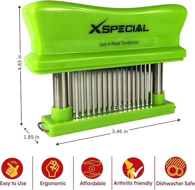 Toughest Meat Tenderizer Tool, 48 Needle Meat Tenderizer Blades Transforms Hard & Cheap Cuts into Expensive - Buttery Goodness Without Meat Mallet Crushing