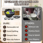 Colanders, 4-1 Colander with Mixing Bowls Set, Strainers for Kitchen, Food Strainers with Grater, Kitchen Gadgets Strainer Basket for Draining Pasta, Vegetable, Fruit & Veggie Washerl,Black