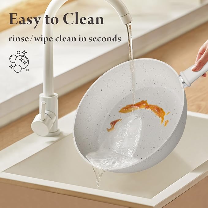 24 Pcs Pots and Pans Set Non Stick, Ceramic Cookware Set with 8QT Stock Pot, Healthy Non Toxic Kitchen Cookware, Large Capacity, Induction Compatible, PFAS/PTFE/PFOA/PFOS Free, Cream White