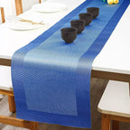 PIGCHCY Elegant Placemats Set of 6 and Table Runner Washable Vinyl Placemats Non-Slip Durable Table mats Sets (6 Placemats+1 Table Runner, Navy Blue)