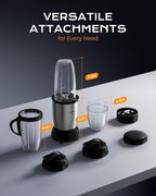 Sangcon 1000W Blender for Smoothies, Blenders for Kitchen, with 24oz/19oz/10oz BPA-Free Cups – Upgraded 8-Blade Personal Blender Set for Ice Crushing, Baby Food, Spice Grinding & More