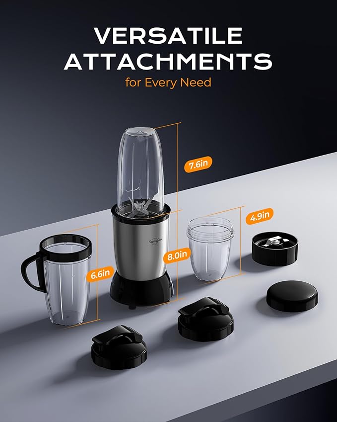 Sangcon 1000W Blender for Smoothies, Blenders for Kitchen, with 24oz/19oz/10oz BPA-Free Cups – Upgraded 8-Blade Personal Blender Set for Ice Crushing, Baby Food, Spice Grinding & More