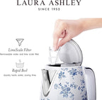 Laura Ashley Stainless Steel Electric Kettle 1.7 Liter - 1500W Rapid Boil Electric Kettles for Boiling Water - Electric Tea Kettles Automatic Shut Off - Overheat & Boil Dry Protection Jug Kettle