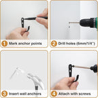 20Pcs Wall Hooks for Bathroom, Kitchen, Closet, and Garage - Black Metal Hooks for Hanging Coats, Towels, Hats, Keys, Bags, and Coffee Cups - Holds Up to 40 lbs